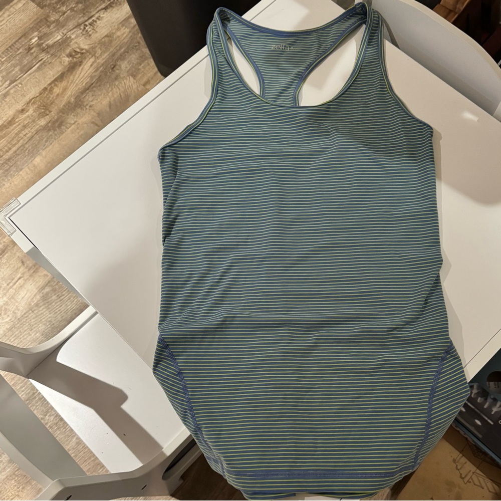 Zella Striped Blue and Green Women's Tank Top